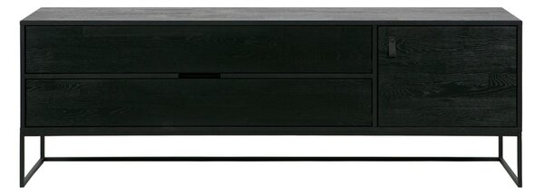 Černý TV stolek z jasanového dřeva 180x61x44 cm Silas – WOOOD