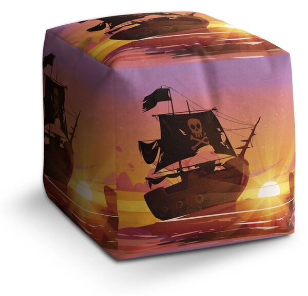 Sablio Taburet Cube Pirátská loď při západu slunce - 40x40x40 cm