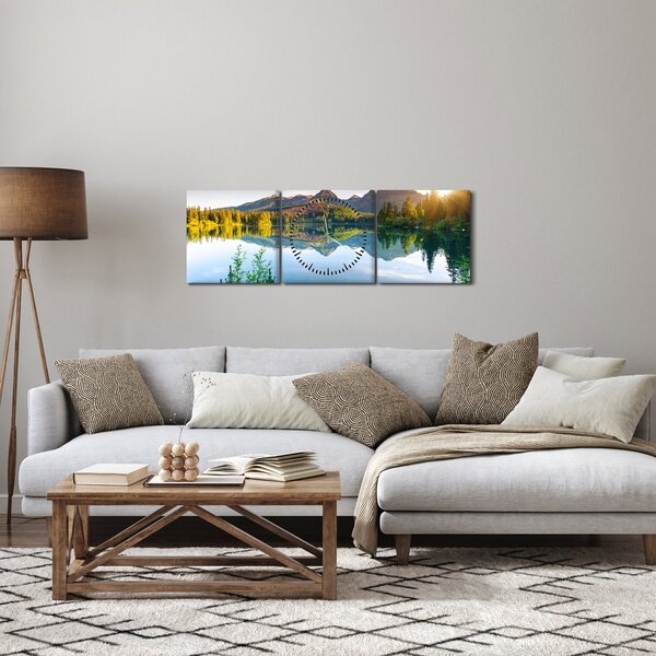 Obraz - Jezero (s hodinami) (90x30 cm)