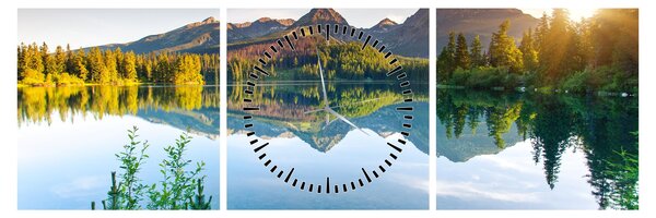 Obraz - Jezero (s hodinami) (90x30 cm)