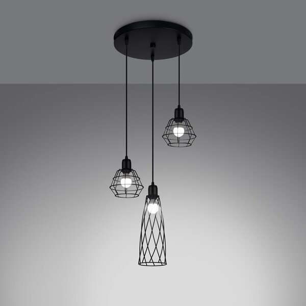 Sollux Lighting Závěsné svítidlo SUBA 3P černé
