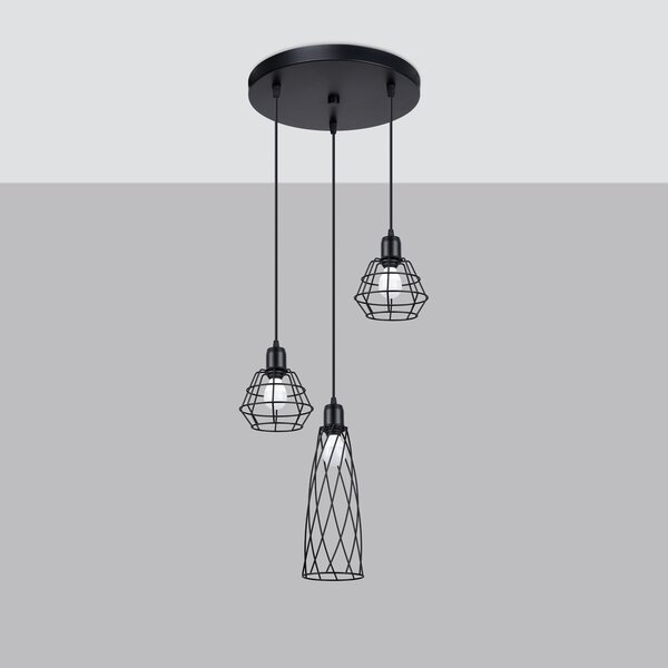 Sollux Lighting Závěsné svítidlo SUBA 3P černé