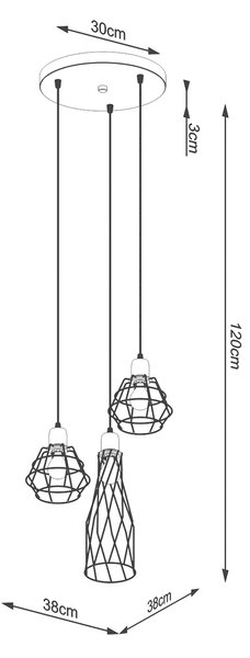 Sollux Lighting Závěsné svítidlo SUBA 3P černé