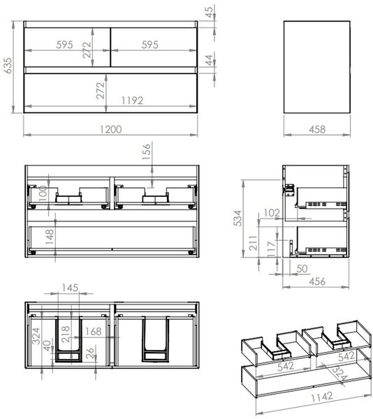 Elita Split skříňka 120x45.8x63.5 cm pod umyvadlo závěsná zelená RE012007157010