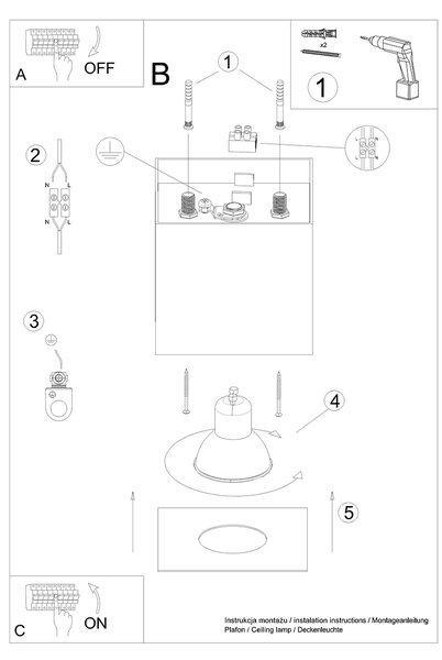 Sollux Lighting Stropní svítidlo HATI šedé