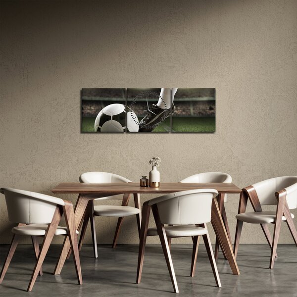 Obraz - Fotbalový míč (s hodinami) (90x30 cm)