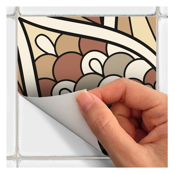 Sada 24 nástěnných samolepek Ambiance Wall Stickers Tiles Piura, 10 x 10 cm