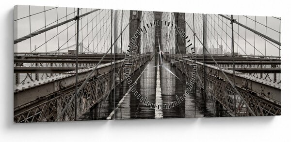Obraz - Brooklynský most (s hodinami) (90x30 cm)