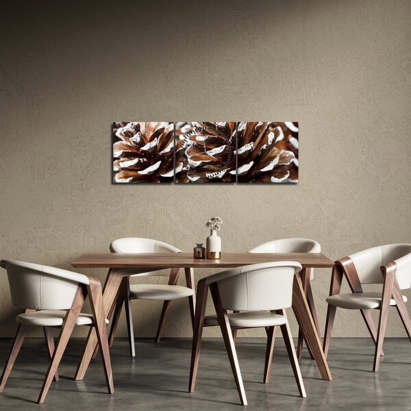 Obraz - Šišky (s hodinami) (90x30 cm)