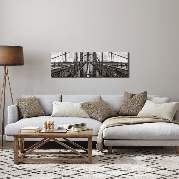Obraz - Brooklynský most (s hodinami) (90x30 cm)