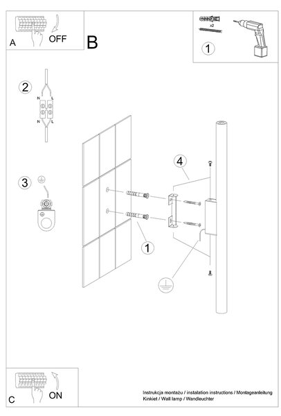Sollux Lighting Nástěnné svítidlo PASTELO 2 černé
