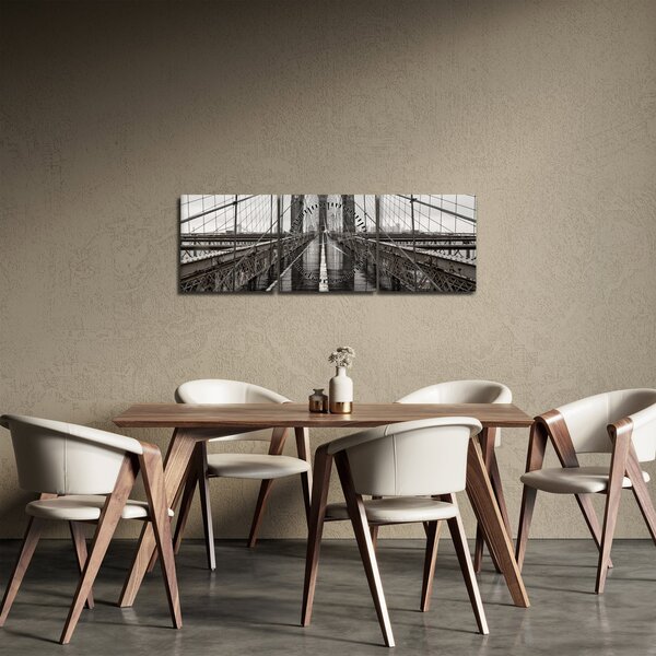 Obraz - Brooklynský most (s hodinami) (90x30 cm)
