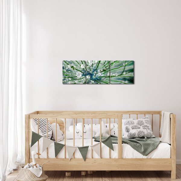 Obraz - Makro snímek květu (s hodinami) (90x30 cm)
