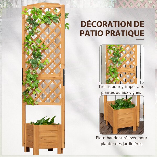 Zvýšený truhlík s mřížkou na květiny - 54,5L x 52W x 180H cm - Předem ošetřené smrkové dřevo | Aosom