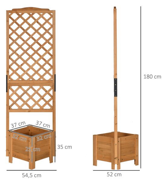 Zvýšený truhlík s mřížkou na květiny - 54,5L x 52W x 180H cm - Předem ošetřené smrkové dřevo | Aosom