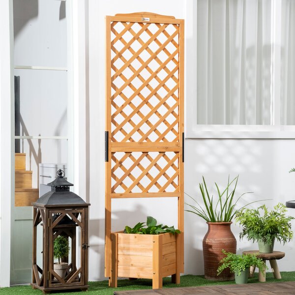 Zvýšený truhlík s mřížkou na květiny - 54,5L x 52W x 180H cm - Předem ošetřené smrkové dřevo | Aosom