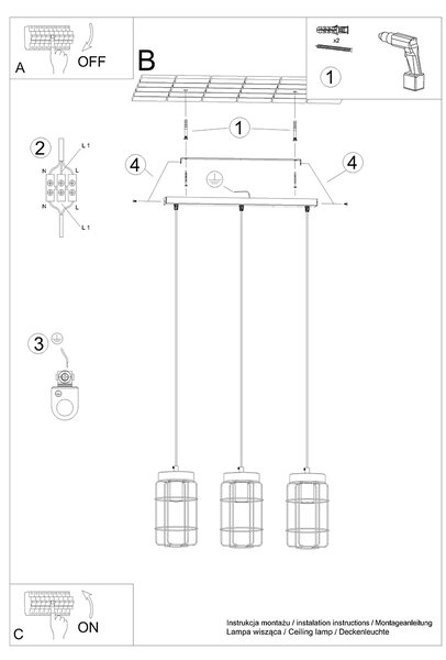 Sollux Lighting Závěsné svítidlo GOTTO 3L