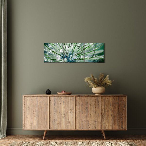 Obraz - Makro snímek květu (s hodinami) (90x30 cm)