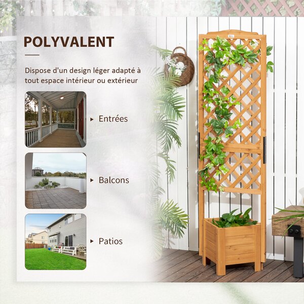 Zvýšený truhlík s mřížkou na květiny - 54,5L x 52W x 180H cm - Předem ošetřené smrkové dřevo | Aosom