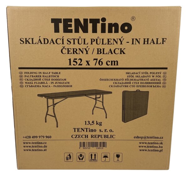 TENTino Skládací stůl 152x76 cm BLACK PŮLENÝ