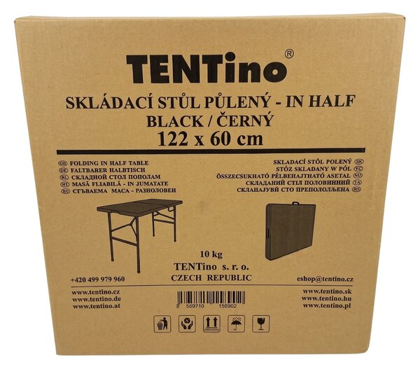 TENTino Skládací stůl 122x60 cm BLACK PŮLENÝ