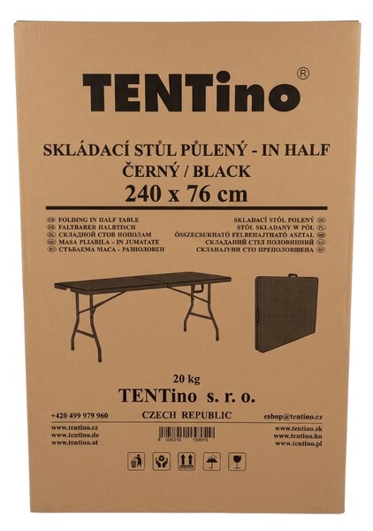 TENTino Skládací stůl 240x76 cm BLACK PŮLENÝ