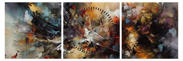 Obraz - Abstraktní grafika (s hodinami) (90x30 cm)