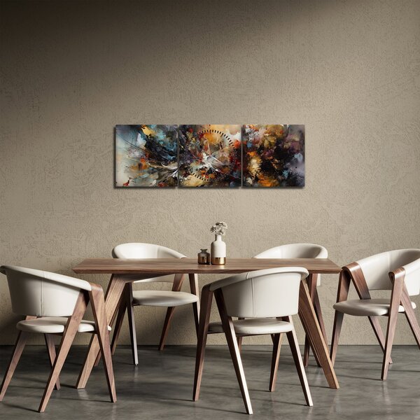 Obraz - Abstraktní grafika (s hodinami) (90x30 cm)