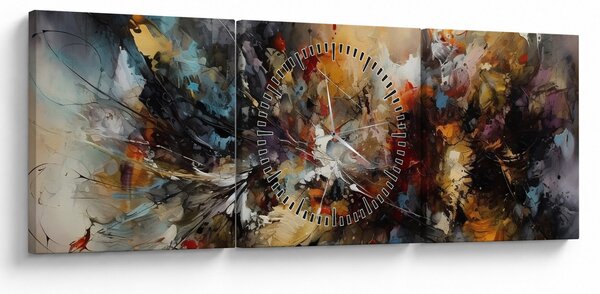 Obraz - Abstraktní grafika (s hodinami) (90x30 cm)