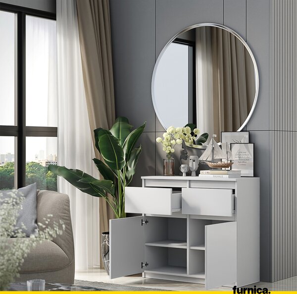 FURNICA - NOAH - Komoda se 2 zásuvkami a 2 dvířky - bílá matná V75cm Š80cm H35cm