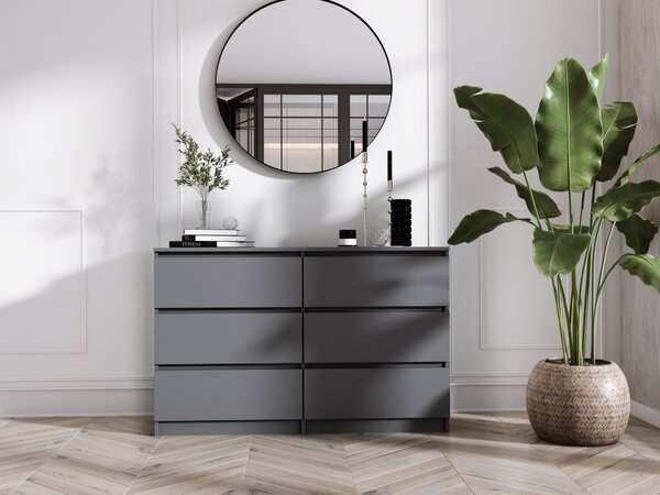 Komoda se 6 zásuvkami, antracit, 120 cm x 39 cm x 78 cm