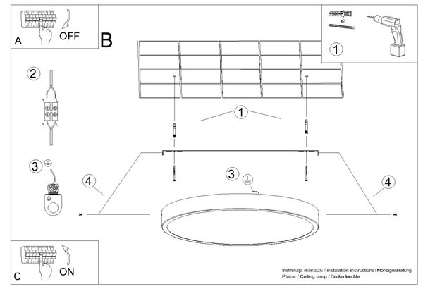 Sollux Lighting Stropní svítidlo ONYX 30 černá LED 3000K