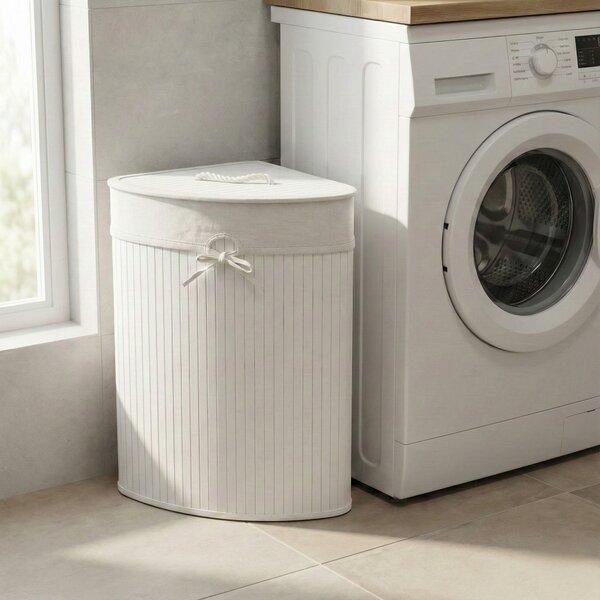Rohový koš na prádlo ARCO, bambus, 60 l