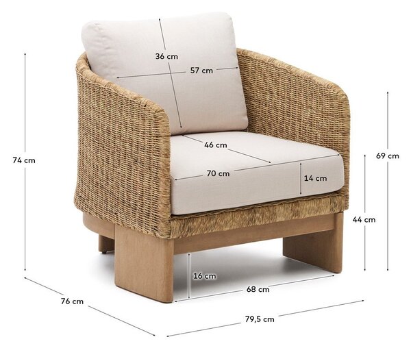 Béžové/v přírodní barvě dřevěné/z umělého ratanu zahradní křeslo Xoriguer – Kave Home