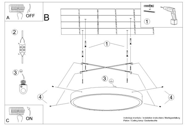 Sollux Lighting Stropní svítidlo ONYX 60 černá LED 3000K