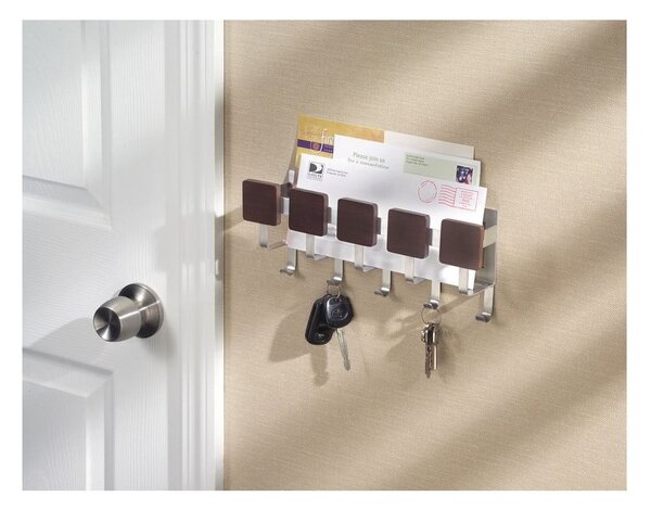 Nástěnný držák na klíče s přihrádkou na dopisy iDesign Fombu