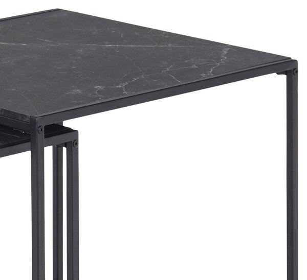 SADA ODKLÁDACÍCH STOLKŮ, černá, kov, kompozitní dřevo, 50/50/45 cm MID.YOU - Konferenční stolky