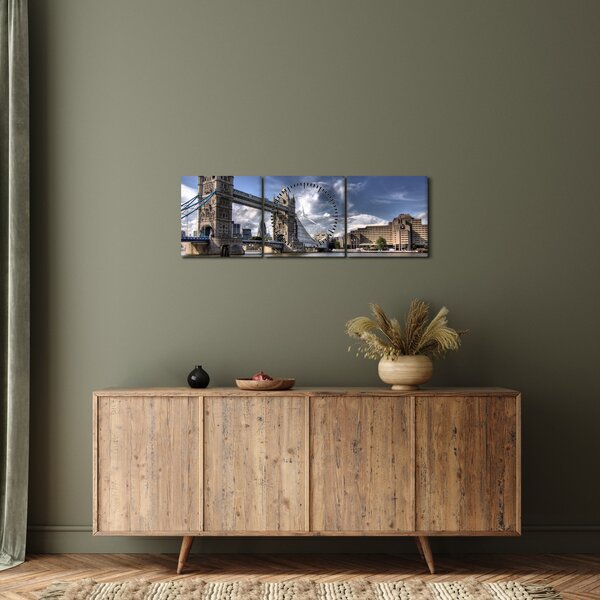 Obraz - Tower Bridge v Londýně (s hodinami) (90x30 cm)