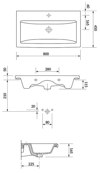 Cersanit Larga umyvadla se skříňkou 80 cm bílá S801-575