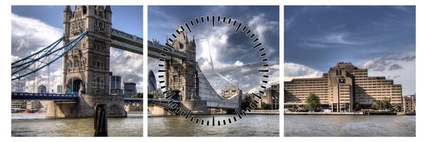 Obraz - Tower Bridge v Londýně (s hodinami) (90x30 cm)