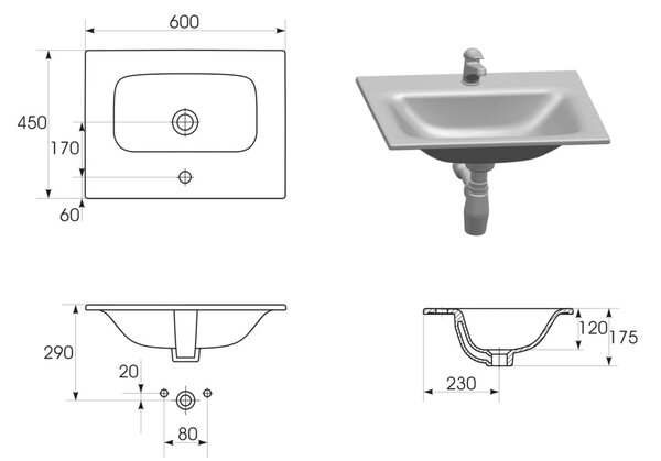 Cersanit Moduo umyvadla se skříňkou 60 cm bílá S801-314-DSM