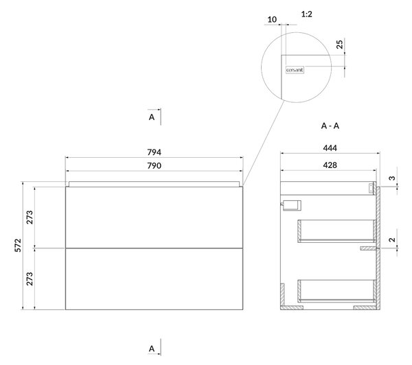 Cersanit Larga umyvadla se skříňkou 80 cm bílá S801-575