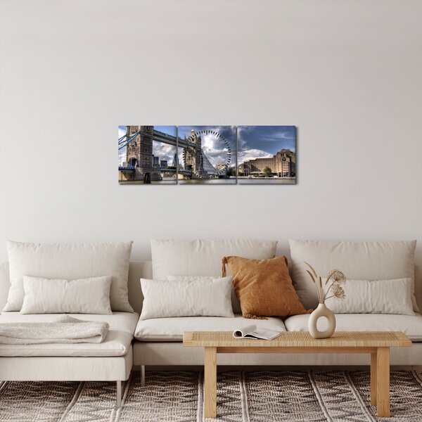 Obraz - Tower Bridge v Londýně (s hodinami) (90x30 cm)