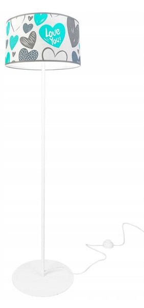 Dětská stojací lampa Heart, 1x bílé textilní stínítko se vzorem, (výběr ze 2 barev konstrukce), o, b