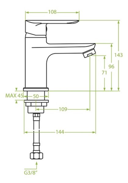 Laveo Appia umyvadlová baterie stojící chrom BLP022D