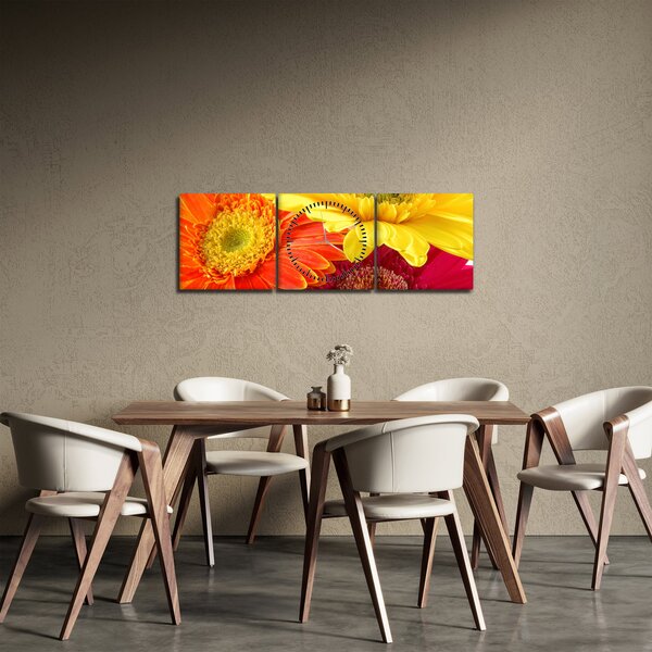 Obraz - Květy Gerbery (s hodinami) (90x30 cm)