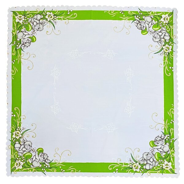 Velikonoční ubrus Zajíčci zelený 90x90cm TiaHome