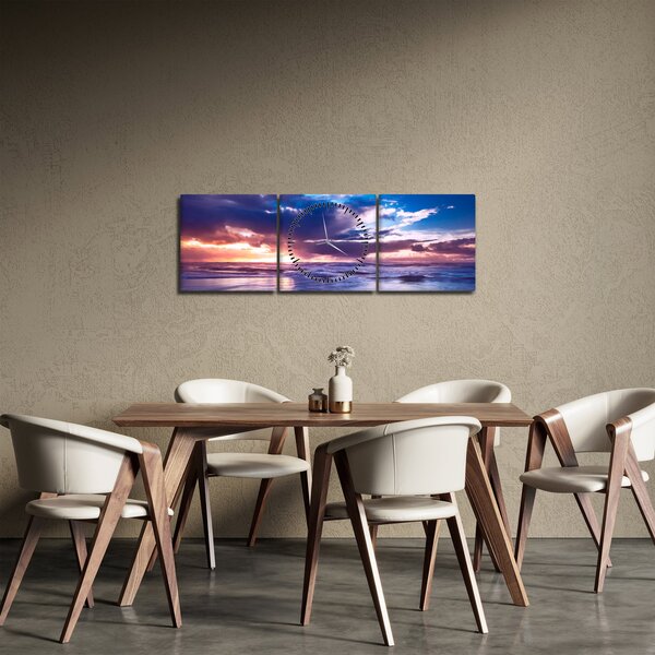 Obraz - Západ slunce u moře (s hodinami) (90x30 cm)