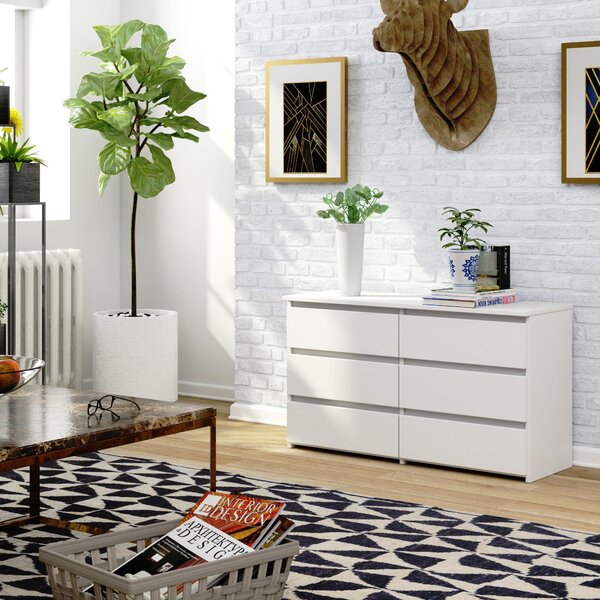 BDW, komoda, 6 zásuvek, 100x57, skříň, příborník, bílá