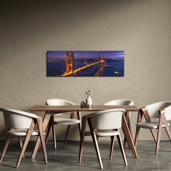 Obraz - Golden Gate Bridge (s hodinami) (90x30 cm)